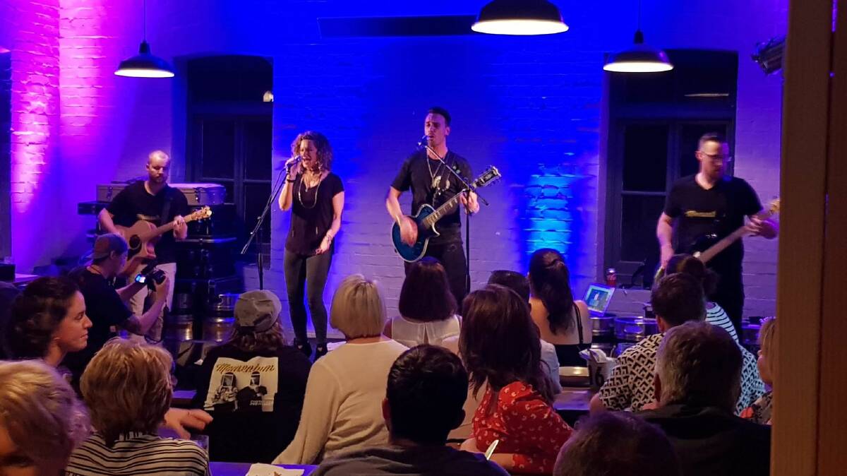 TUNES: Momentum performing at the launch of their debut album 'Subtitles' at Two Heads Brewing. Photo:SUPPLIED