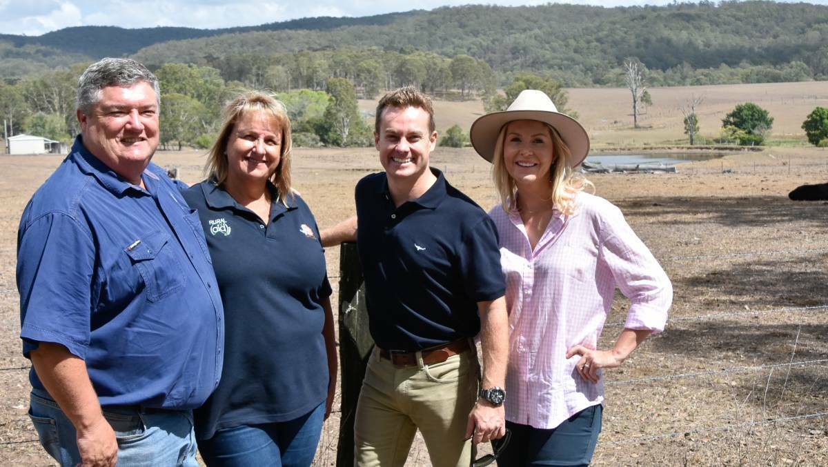 HELPING HANDS: Rural Aid founders Charles and Tracy Alder have teamed up with Bathurst couple Grant and Chezzi Denyer to support farmers in need. Photo: SUPPLIED 022118denyer2