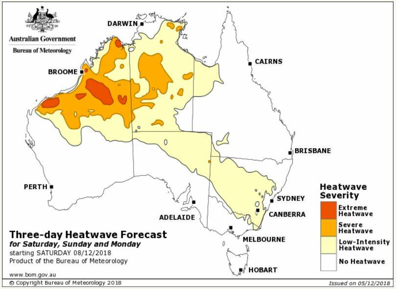 HOT STUFF: Summer scorcher with a heatwave predicted this weekend. Image: BUREAU OF METEOROLOGY