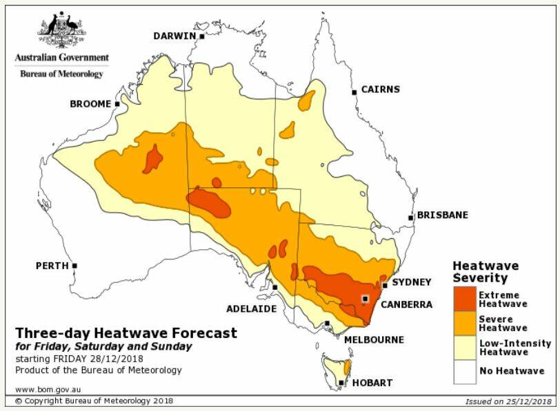 Heatwave predictions. Image: BUREAU OF METEOROLOGY