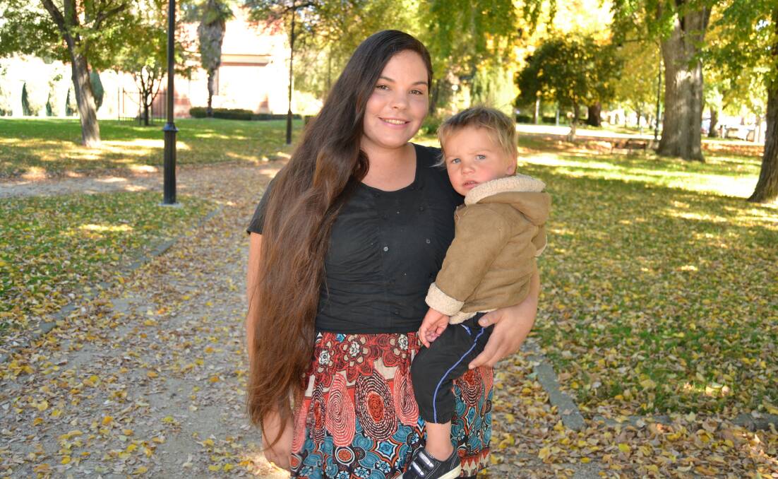 FAMILY: Chasca Kilby, pictured with her son Ludovik, 23 months, will have her hair cut off to raise funds for the Cancer Council. Photo: NADINE MORTON 050817nmhair1