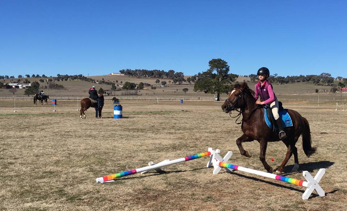 FUN TIMES: One of the riders during the first training day of the Central Tablelands Working Equitation Club. Photo: NADINE MORTON 072218rider1