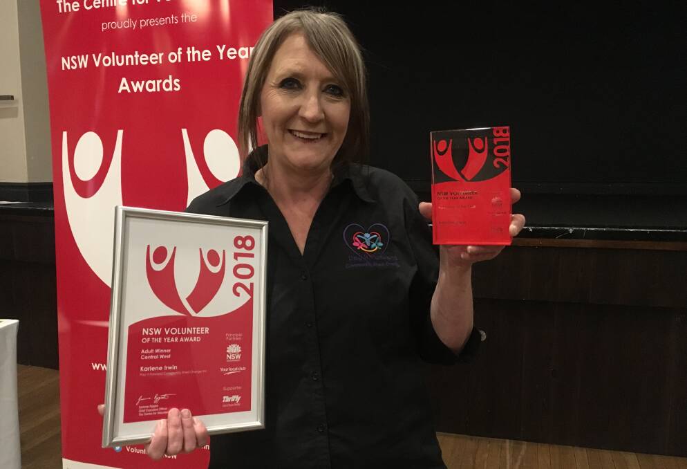 RECOGNITION: Karlene Irwin, who founded Pay it Forward Community Shed Orange, was awarded Volunteer of the Year Regional Winner and Adult Volunteer of the Year. Photo: NADINE MORTON 092018nmvolo6