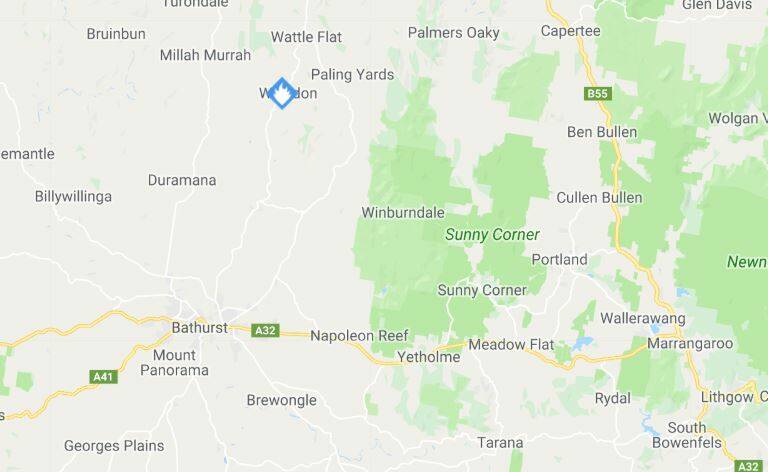 The location of the grass fire. Image: NSW RFS