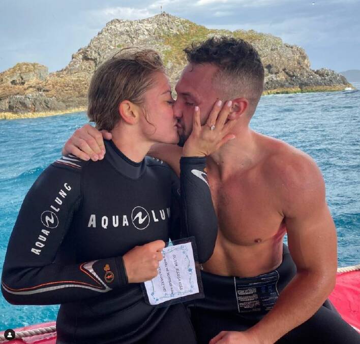 Olivia and Luke when they got engaged in Byron Bay in October 2020. Picture: Instagram