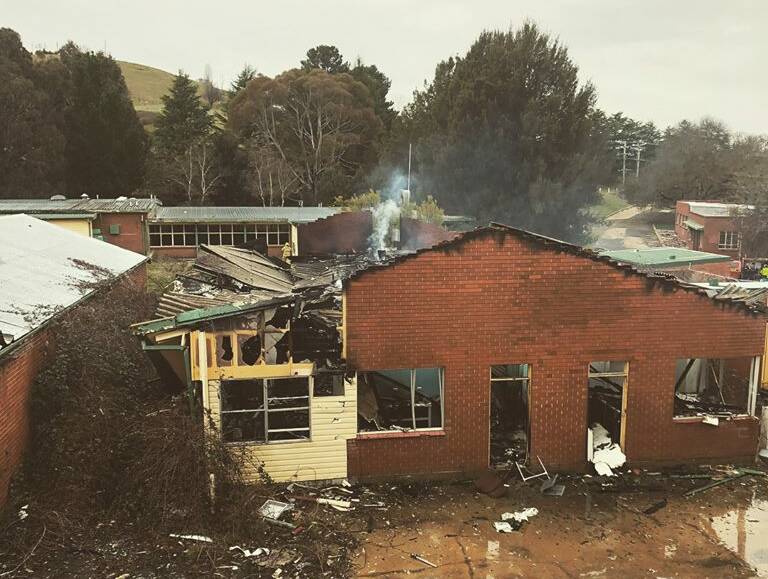 DESTROYED: An overnight blaze ripped through a former abattoir in Blayney on August 24. Photo: KELSO FIRE BRIGADE 083118fire6