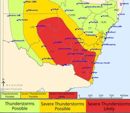 WEATHER ALERT: Thunderstorm activity is predicted to sweep through the Central West on Friday afternoon. Image: BUREAU OF METEOROLOGY