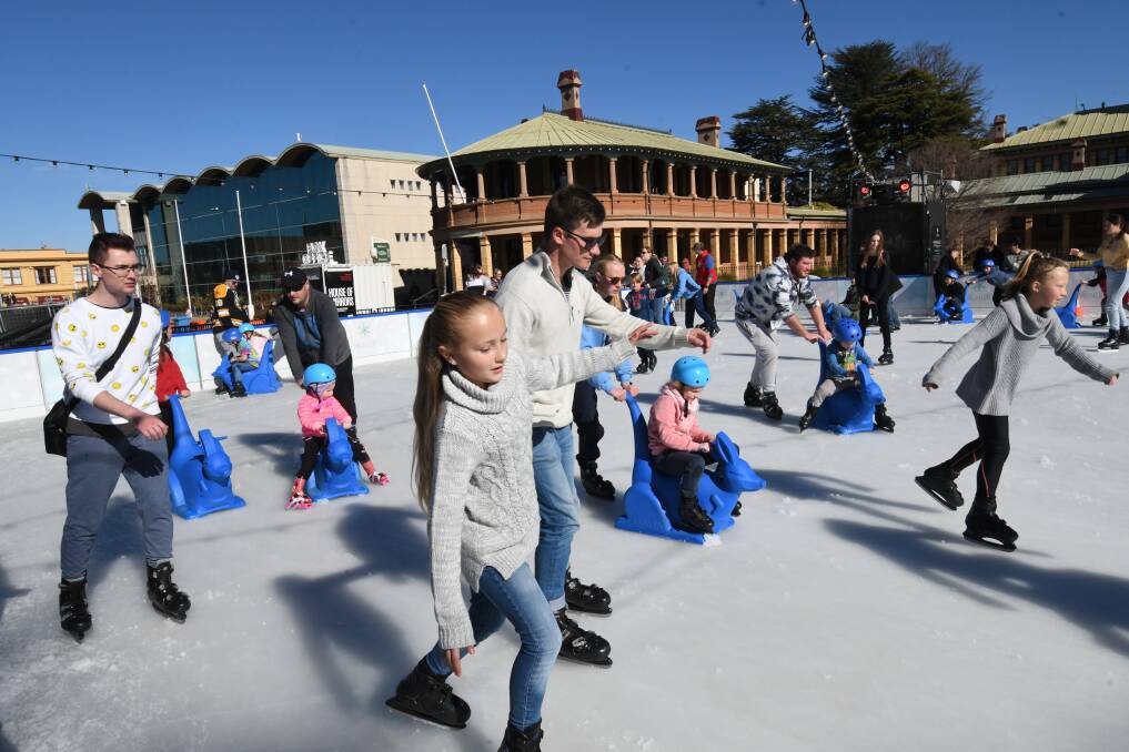 WINTRY FUN: People of all ages took to the ice rink for the final time on Sunday as the fourth annual Bathurst Winter Festival came to an end. Photo: CHRIS SEABROOK 072218cice1b