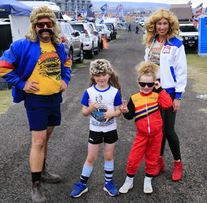 RETRO RACING: Daniel and Katie Toney with their children Fletcher and Grace travel from the Sunshine Coast in Queensland to the Bathurst 1000 each year. Photo: SUPPLIED