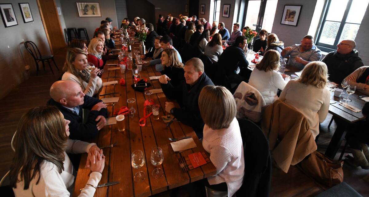 EARLY START: Two Heads Brewing was the first stop of the morning for this group of 50 Winter Winery Wander passengers. Photo: CHRIS SEABROOK