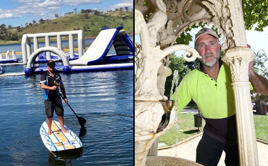HOT AND COLD: Bathurst Aqua Park owner Michael Hickey, and postie and gardener Ian North have some of the hottest and coolest jobs.