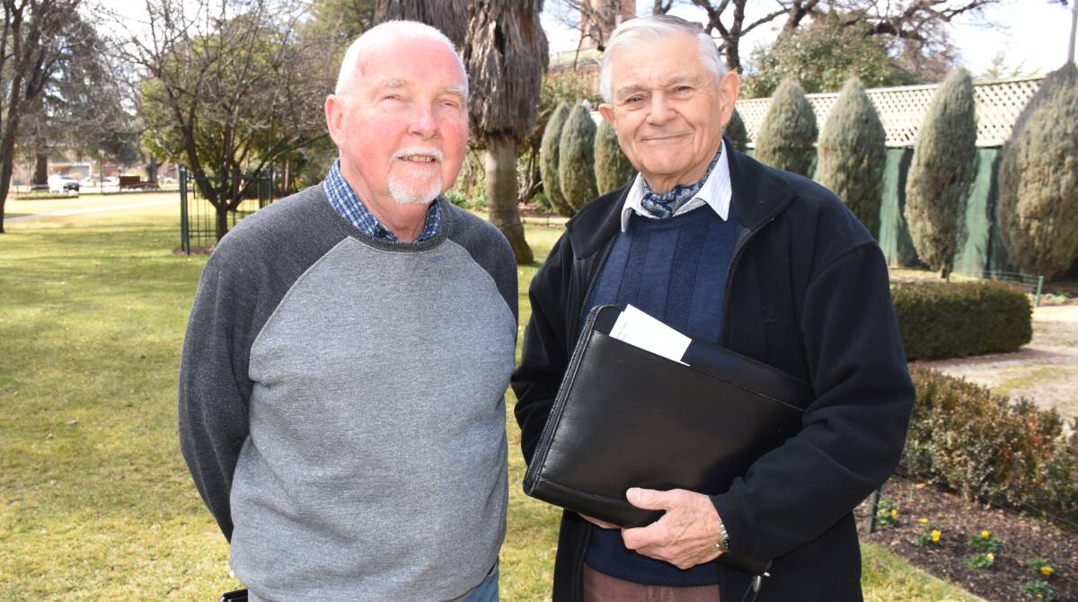Bathurst District Prostate Cancer Support Group's Tony Sutton and John Trollor. Photo: NADINE MORTON 073018nmprostate