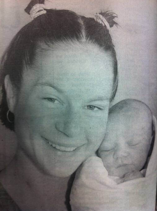 From the Western Advocate, December 1995. Storm Leigh Wright with her mum, Kell.
