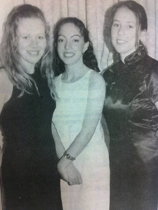 From the Western Advocate, December 1995. Bathurst High School graduation ball, Corine Boer, Kate Jackson and Renee Sewell.