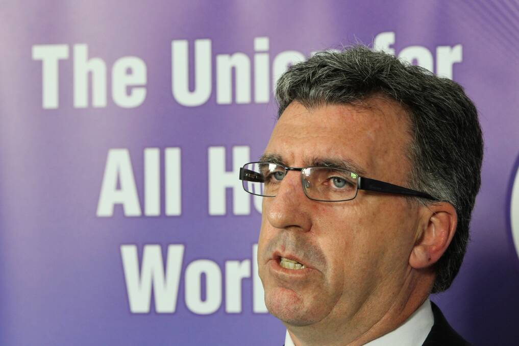 SECURITY REVIEW: Health Services Union secretary Gerard Hayes says hospital security staff should not be dividing their time between cleaning and ensuring the safety of staff and patients. 	121712hayes