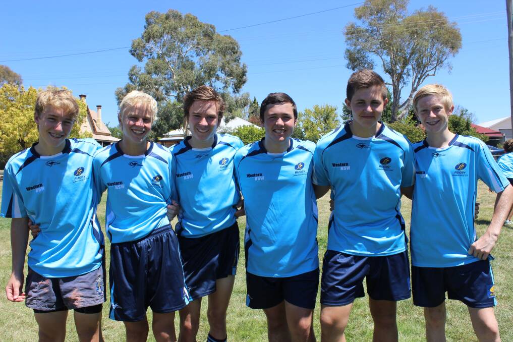 MAKING THE CUT: (l-r) Stannies under 15s rugby talents Lachlan Melville, Harry Brown, Jerome Arrow, Jesse Stevens, Tom Bartlett and Harry Veitch will all be part of the ARU Junior Gold Cup starting in Dubbo this weekend. 	021214rugby