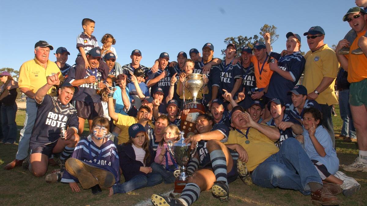 2003 - Orange Hawks 34 def Mudgee Dragons 30. On the brink of extinction, Hawks fullback Brett Thoebald races 90 metres to score in the final three minutes of the Jubilee Oval contest to complete one of Group 10's greatest transformations.