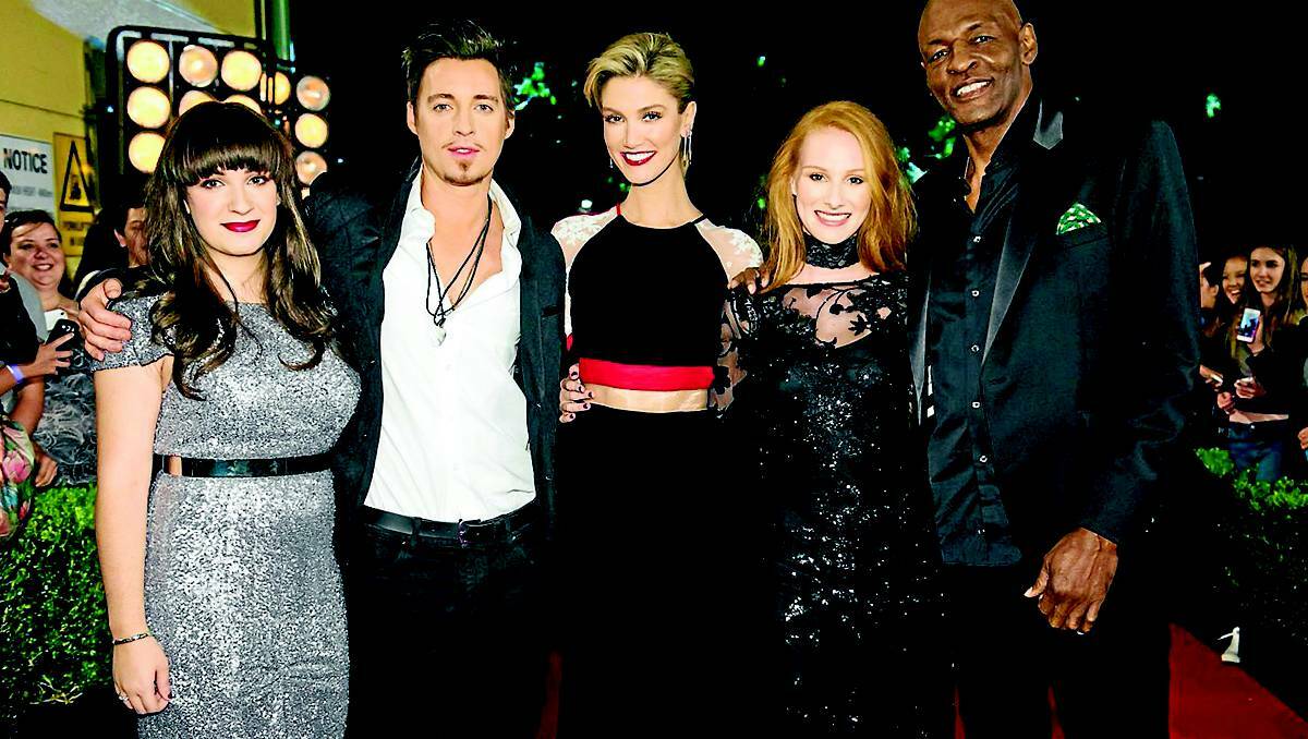 Jackie Sannia, Tim Morrison, team coach Delta Goodrem, Forbes’ own Celia Pavey and Steve Clisby at The Voice performance night on Monday.