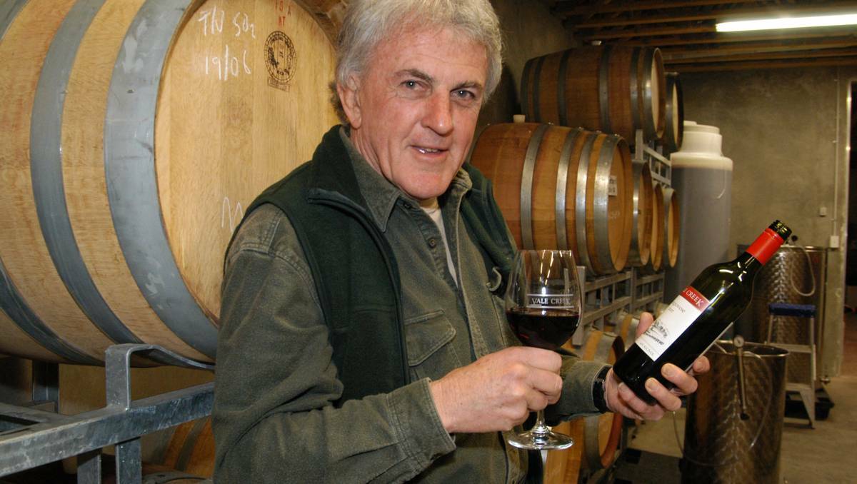 BATHURST: Tony Hatch from Vale Creek Wines at Georges Plains is over the moon after his 2009 barbera received a top rating during a taste test series by the Wine and Viticulture Journal. 080713valecreek