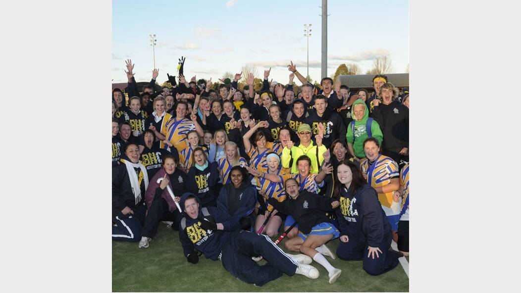 2010: Bathurst High School students and supporters celebrate securing the Astley Cup for the first time in 21 years. Photo: CHRIS SEABROOK