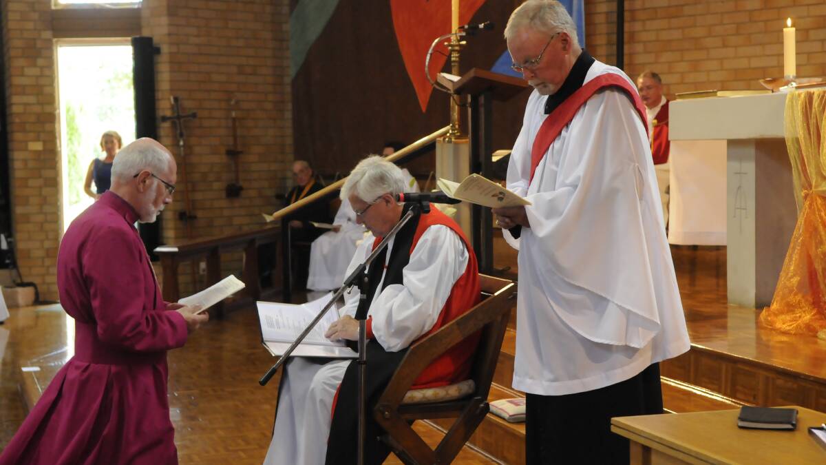 Ian Palmer was instated as the new Anglican Bishop of Bathurst during a traditional consecration service at All Saints' cathedral on Saturday. Photo: PHILL MURAY