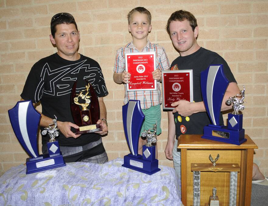 BIKE CLUB AWARDS NIGHT: Eric Pezzuto (over-35s first place), Campbell Williams (junior club champion) and Kody Wheeler (first in opens and club open rider of the year)